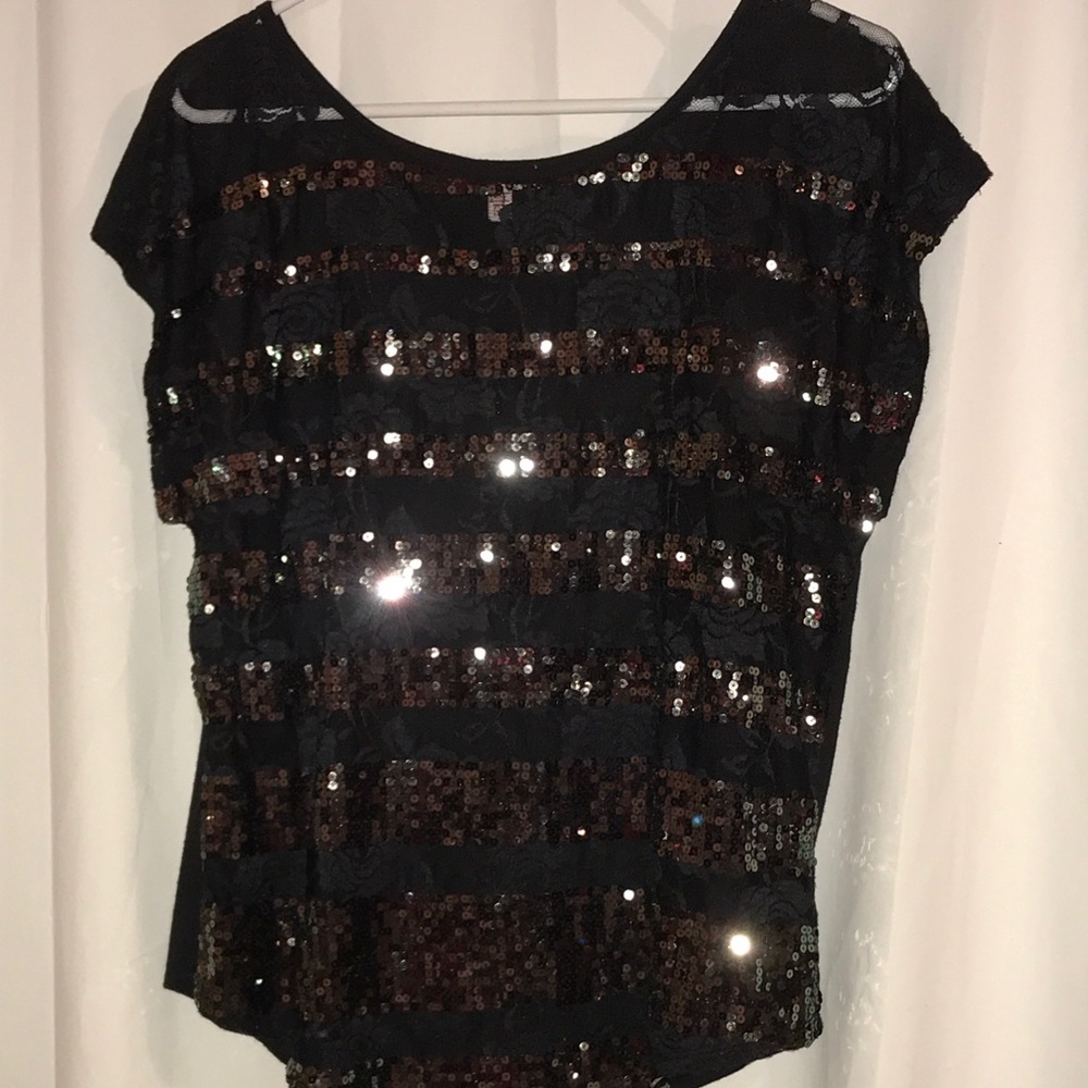 Bongo Black Sequenced Top